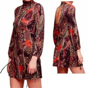 Free People All dolled up Boho Long Sleeve Min Dress Black Size Medium